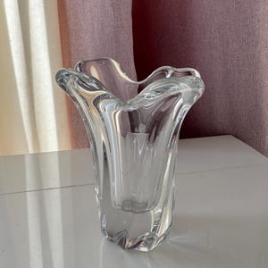 Heavy Baccarat France Flare open Crystal Clear Vase 5&quot; x4&quot; Signed