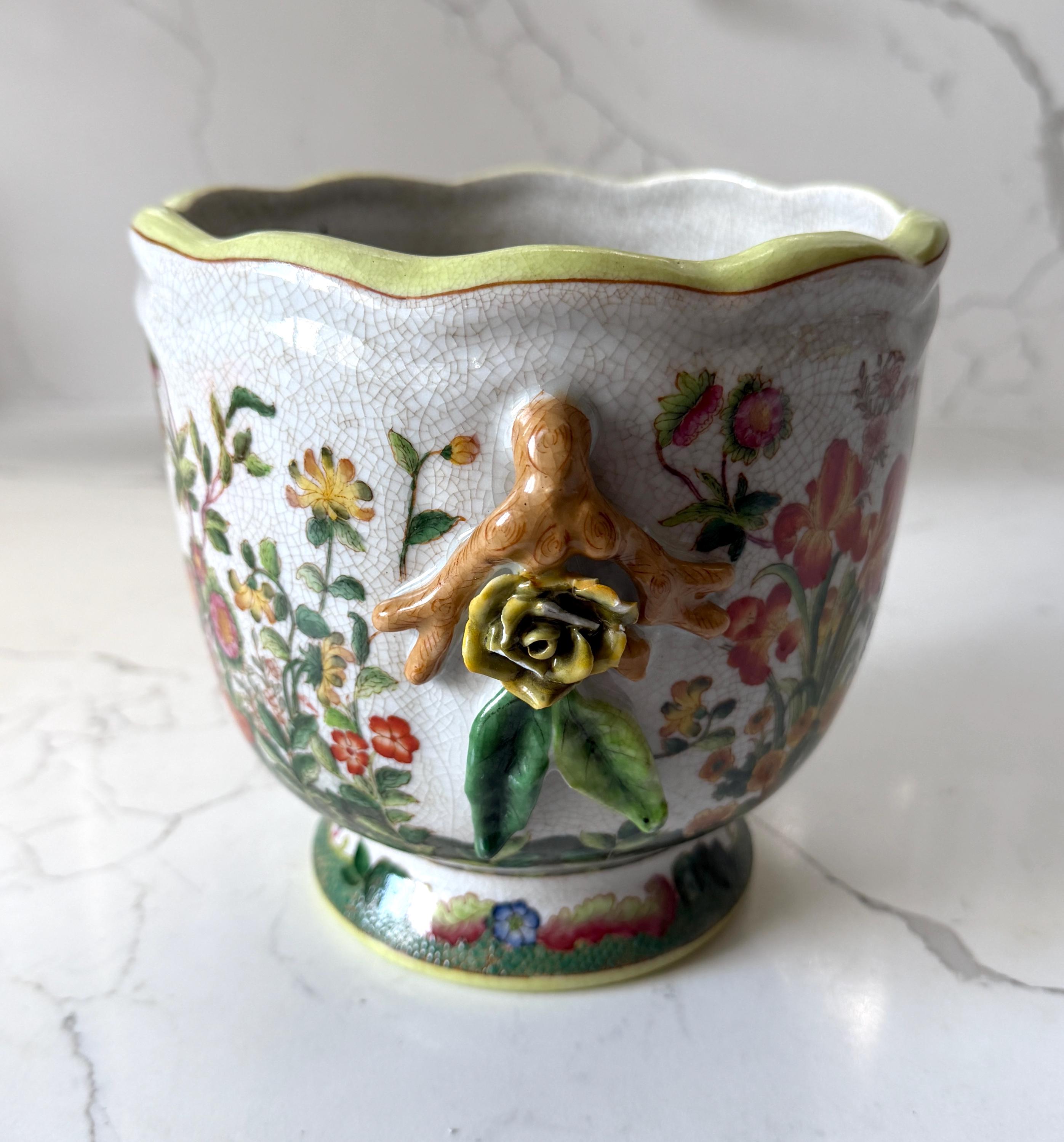中国　花器 Vintage Chinese Export Hua Rong Tang Zi Crackled Ceramic