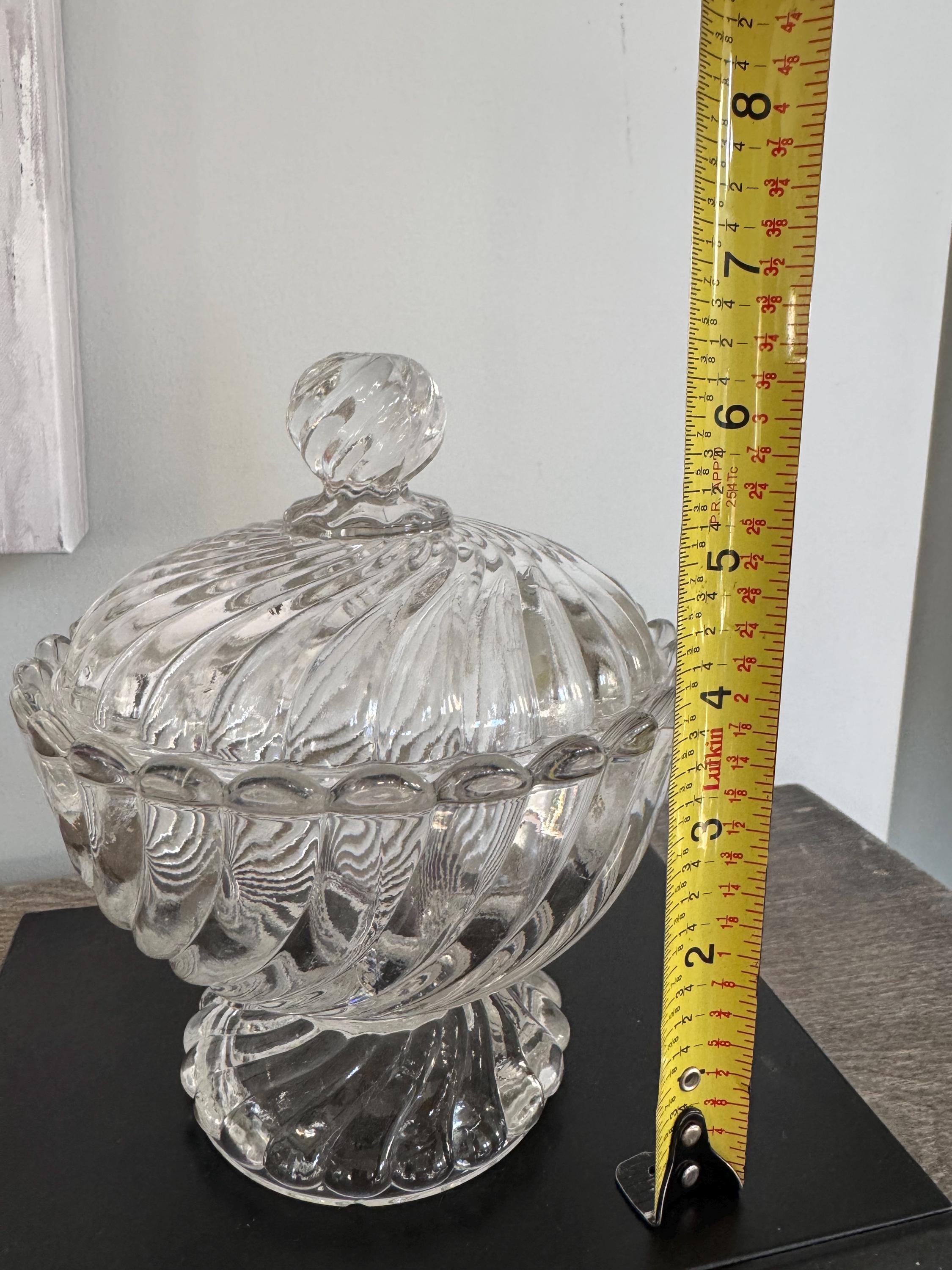 Vintage Baccarat Crystal Bambous Tors Swirl Lidded Candy Dish