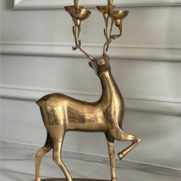 16" Tall Solid Brass Antlered Deer Statue Sculpture Candelabra from pottery barn?