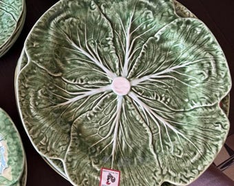 Bordallo Pinheiro Embossed Cabbage Leaf Green Charger Plate 12"