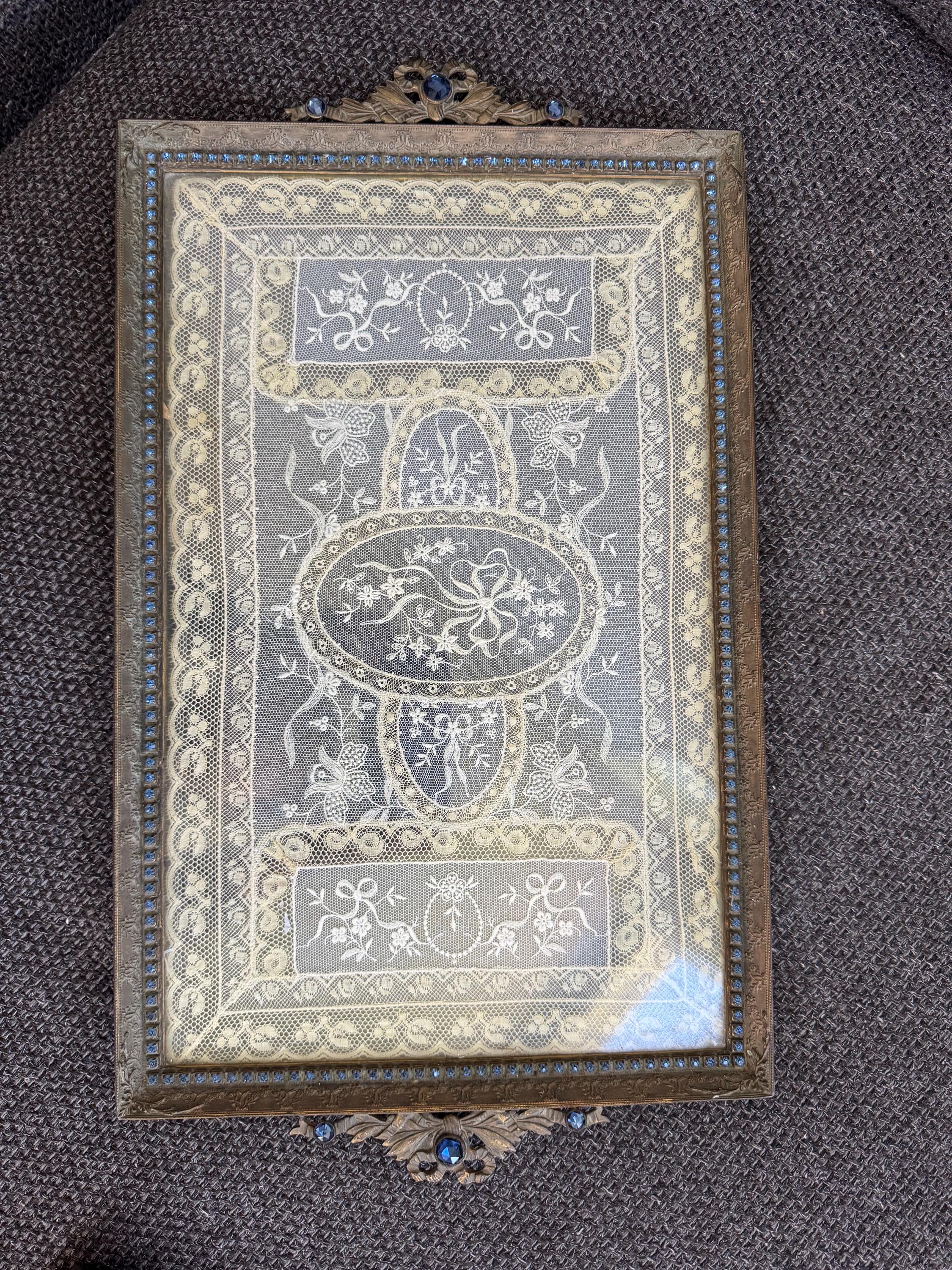 Large Antique Empire Art Gold E & JB Brass Vanity Tray With