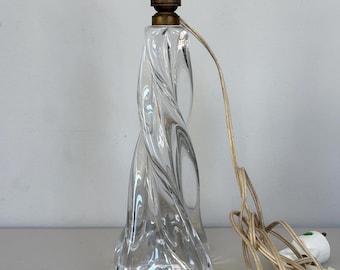 Vintage Baccarat heavy heavy Crystal twisted table lamp Base 12.5"h x 4" from France 1950's - no shade