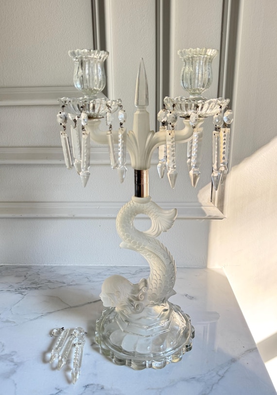One 19th Century French Baccarat Style? Crystal 3-arm Candelabra