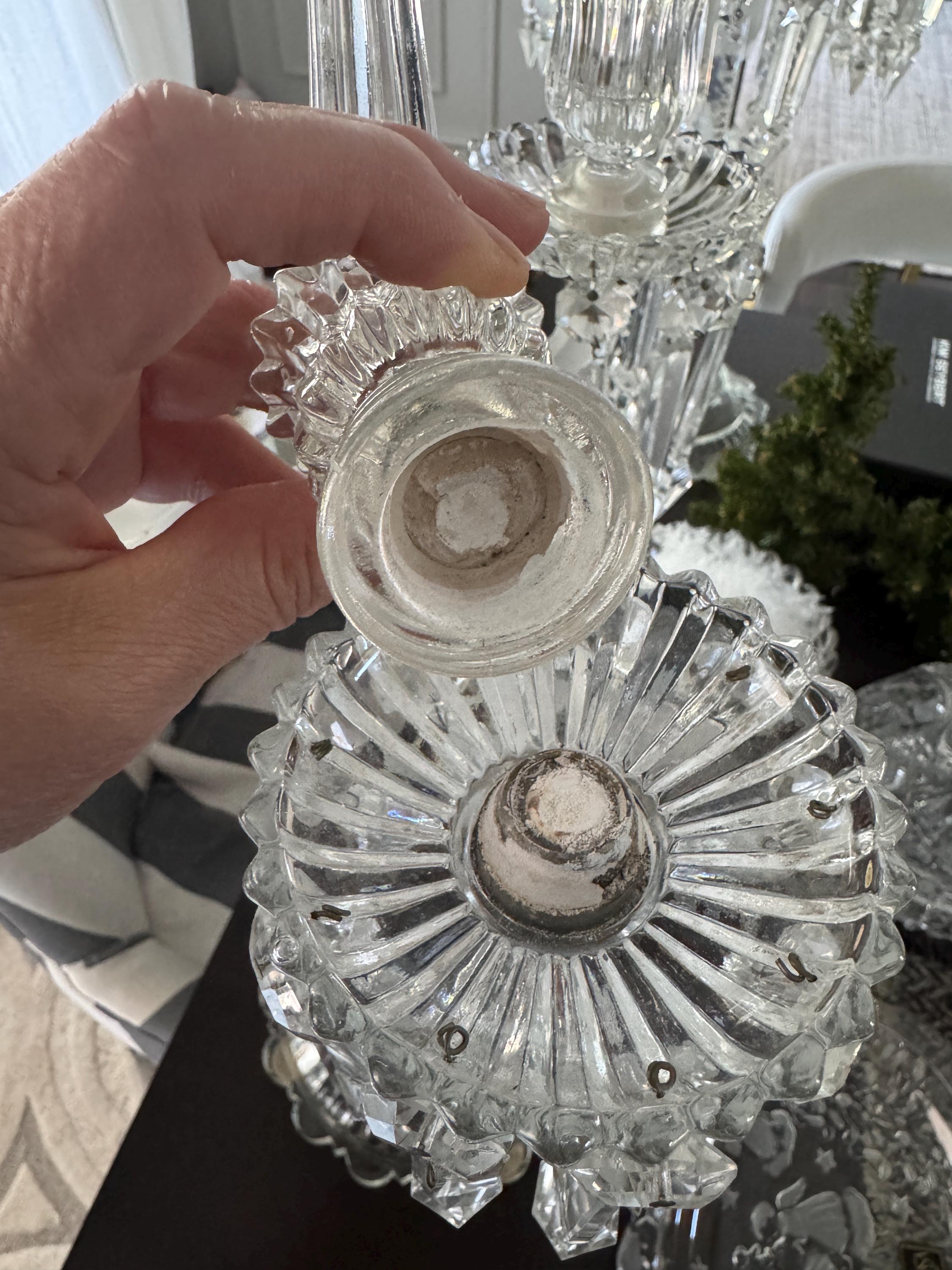 Pair of 19th Century French Baccarat Crystal 4-arm Candelabra