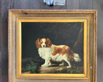 ¿Pintura al óleo o impresión giclée? de un Cavalier King Charles Spaniel de 31" x 27" x 2 5/8". Firmado por el artista.