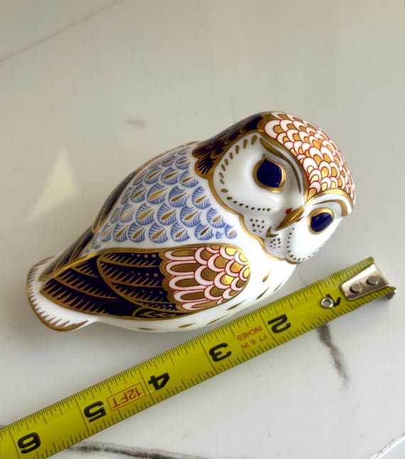 Vintage Royal Crown Derby Hand Painted OWL Imari Figurine
