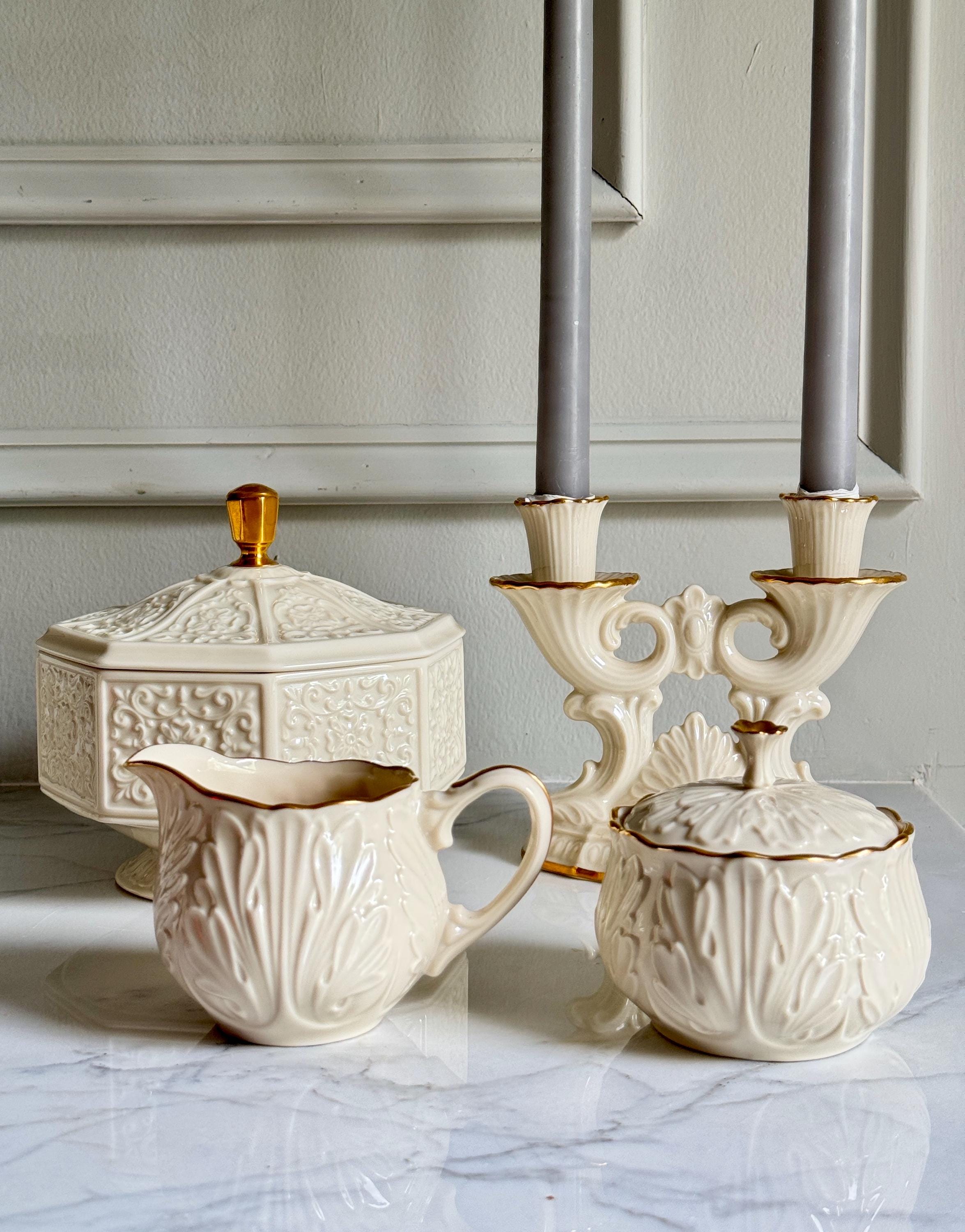 Pick From Lenox Chatham Lidded Ivory Candy Nut Dish, Creamer