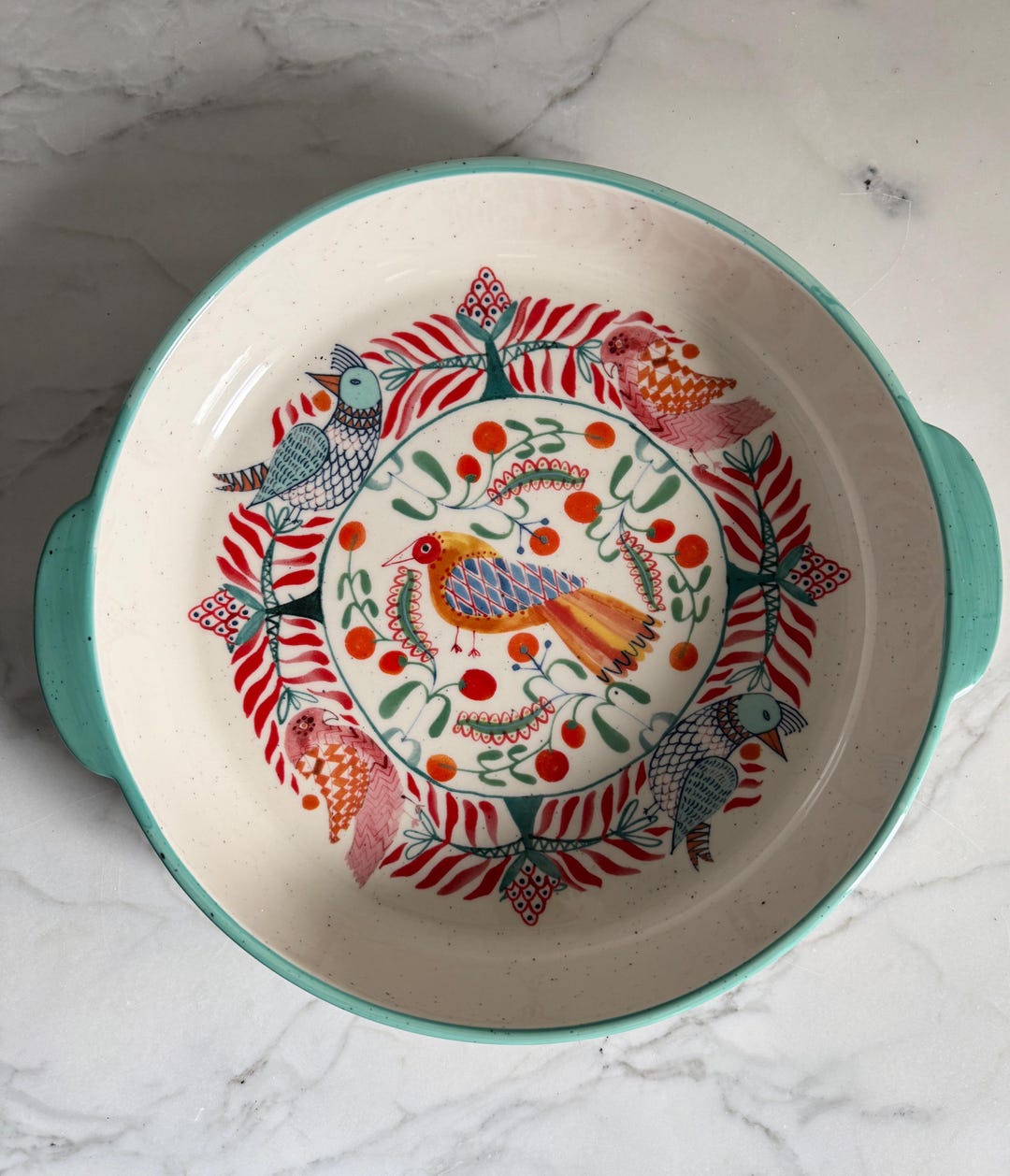 Anthropologie Stoneware Annevieve Pie Dish Bowl 12