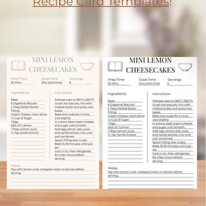 Bearbeitbare / druckbare Rezeptkartenvorlage | Farbersparnis | 2er Pack| DIN A5 | Essensplaner | Druckerfreundlich | minimal | Organisation von Lebensmitteln | Ordentlich |