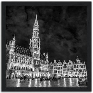Photographie de la Grand Place de Bruxelles de nuit, Cadre en bois, Canva ou Poster, Différentes tailles, Qualité Premium image 9