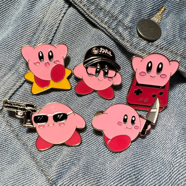 Cute Kirby Pin Badges - Star, Gameboy, Cheeky, Gangster, Cap Kirby Pins