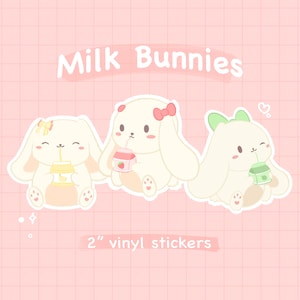 Autocollants de lapin de lait | autocollants mignons | autocollants en vinyle découpés | imperméable | planificateur de journal portable iPad