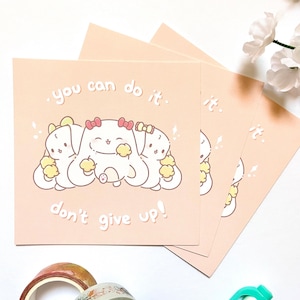 Cheerleader Bunnies Mini Art Print | Cute Art Print | Mini Postcard Print | Cute Print | Kawaii Print
