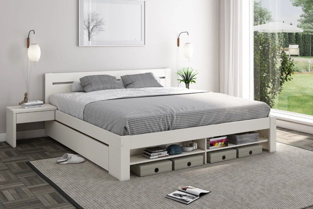 King Size Noomi Pradis Storage Bed White fsccertified Etsy UK
