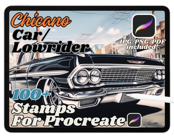 100+ Chicano Sleeve Procreate Stamps, Chicano Car Art Brushes for Procreate, Chicano Tattoo Reference, Instant Digital Download, PNG JPG PDF