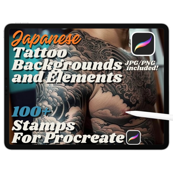 Plus de 100 timbres de procréation de fond traditionnel du Japon, timbres de tatouage d’ornement japonais pour iPad, pochoir de tatouage de procréation, timbre de tatouage du Japon