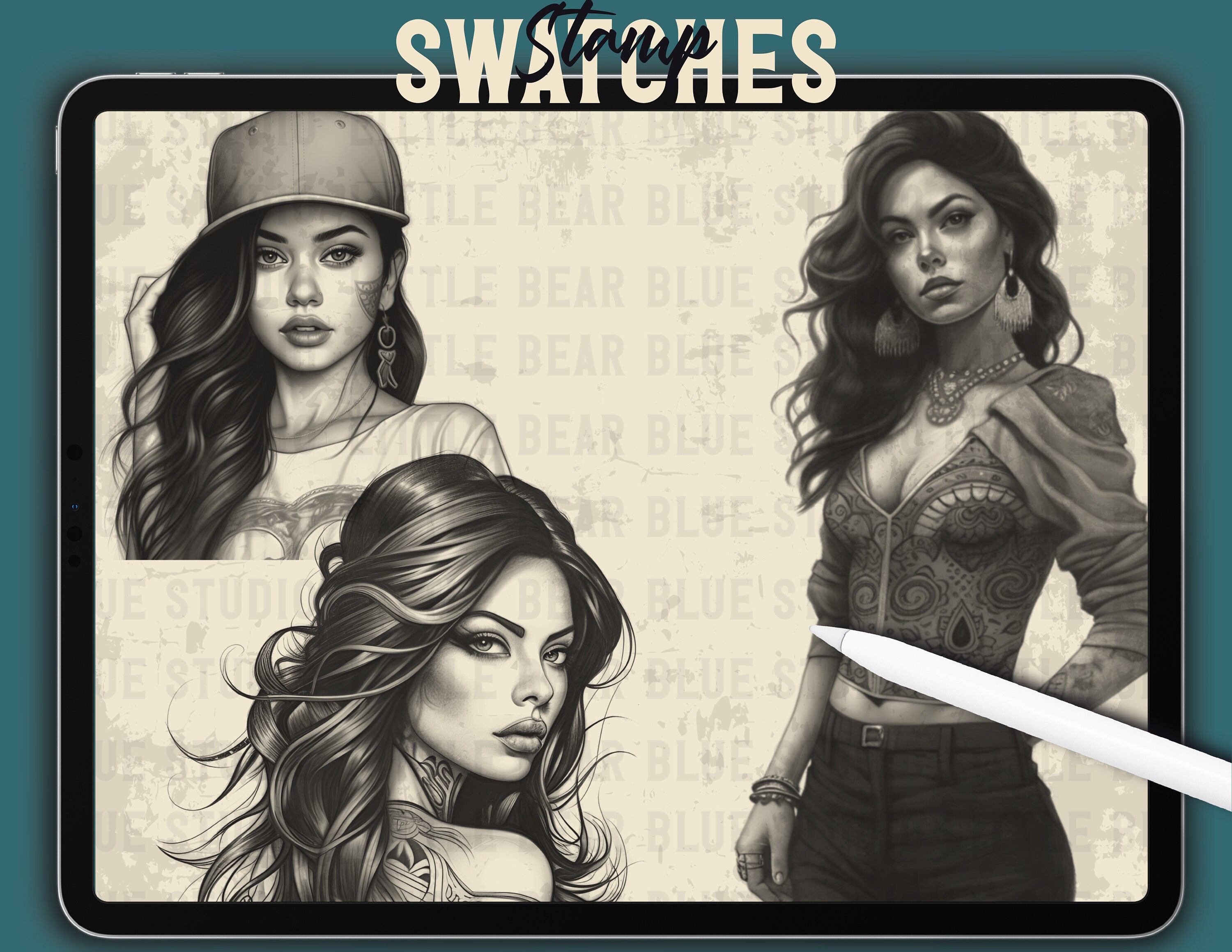 1000 Chicano Sleeve Tattoo Bundle Procreate Stamps, Chicano Art Brushes ...