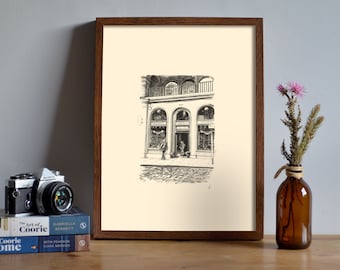 Victoria Street, Edinburgh, Pen & Ink Drawing, Unframed A3 Print, Gift Art Idea, Wall Art, Wall Decor