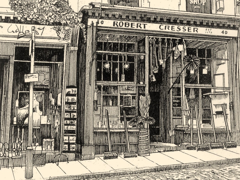 Brush Shop, Edinburgh, Pen & Ink Drawing, Unframed A3 Print, Gift Art Idea, Wall Art, Wall Decor image 2