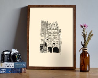 Lawnmarket, Edinburgh, Pen & Ink Drawing, Unframed A3 Print, Gift Art Idea, Wall Art, Wall Decor