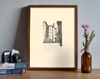 Writers Museum, Edinburgh, Pen & Ink Drawing, Unframed A3 Print, Gift Art Idea, Wall Art, Wall Decor