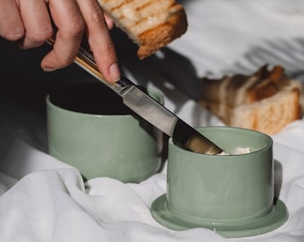 Butter Bell® Crock – Café Matte Aqua Ceramic Butter Holder With Lid, Keeper For Spreadable Butter - View #10