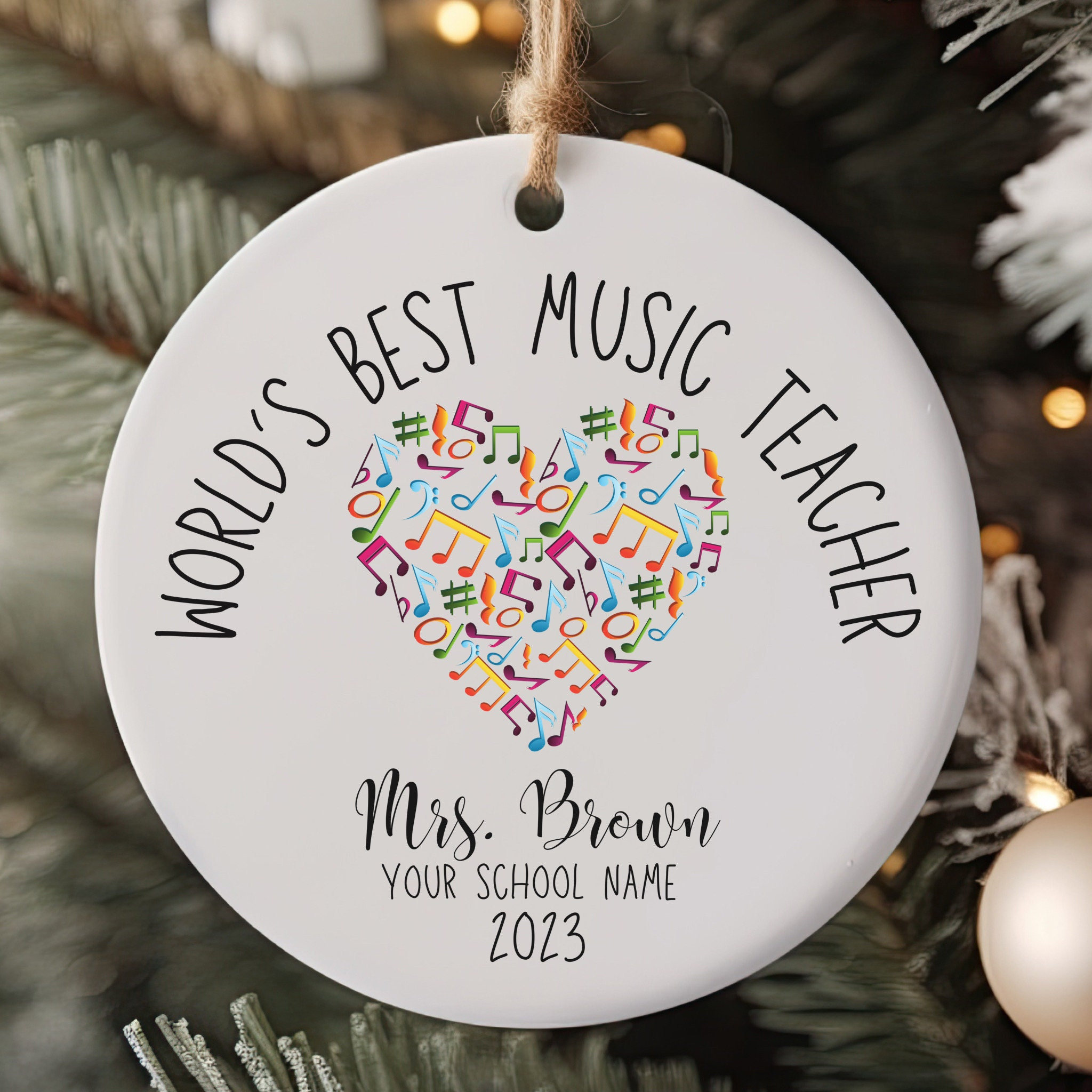 Music Teacher Customizable Christmas Ornament for Teacher Appreciation