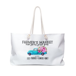 Farmers Market Weekender Tote Bag, Oversized Tote, Farmers Market, Cute Cottagecore, Farm Girl Gift, Vintage Farmers Market Bag