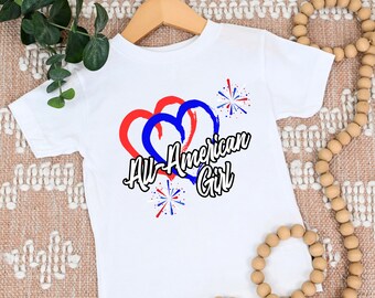 Fourth of July Toddler Shirt, All-American Girl Shirt, Toddler Shirt, Fourth of July Shirt, Girls Shirt, Patriotic Shirt, Kids Shirt