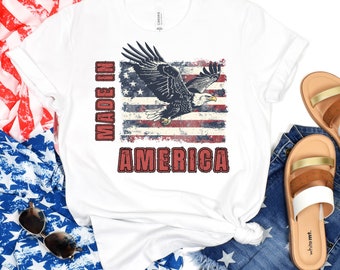 Camisa hecha en América, camisa del 4 de julio, camisa del 4 de julio, camisa unisex, camisa patriótica, camisa de la bandera de EE. UU., camiseta gráfica de EE. UU.