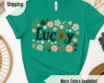 Lucky Clover Floral Shirt, Lucky Shirt, Shamrock Saint Patrick's Day Shirt, St Patty's Day Shirt