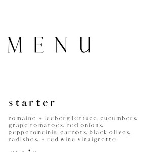Wedding Menu Card