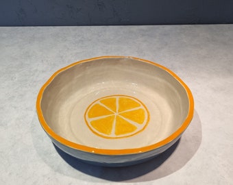 Handmade Ceramic Plate, Orange Pattern Ceramic Plate, Fruit Patterned Plate