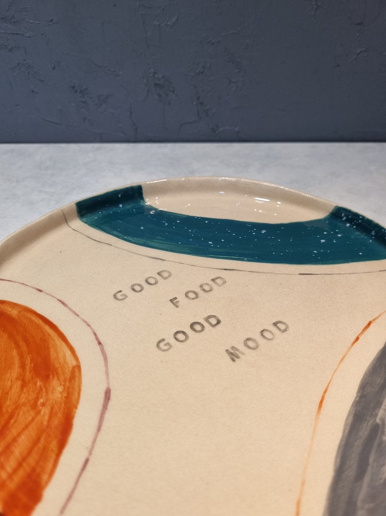 Good Food Ceramic Plate, Handmade Ceramic Plate, Breakfast Plate, Handmade Pottery image 3