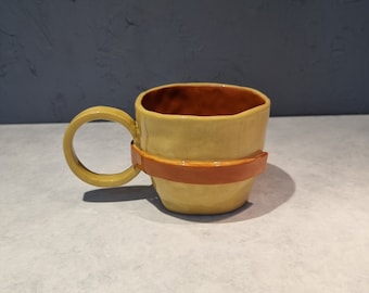 Handmade Ceramic Mug, Yellow-Orange Mug, Tea and Coffee Cup