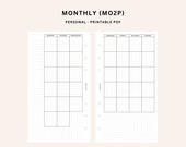 Monthly Planner MO2P | Personal Printable Inserts | Hobonichi Month on Two Pages | Month at a Glance | Monthly Overview