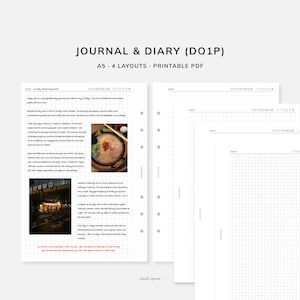 Puede incluir: Un conjunto de diario y diario imprimible con cuatro diseños de página diferentes. Las páginas están diseñadas para bullet journaling, tomar notas y dibujar. El conjunto de diario y diario está impreso en papel blanco con líneas de cuadrícula negras. El conjunto de diario y diario es de tamaño A5.