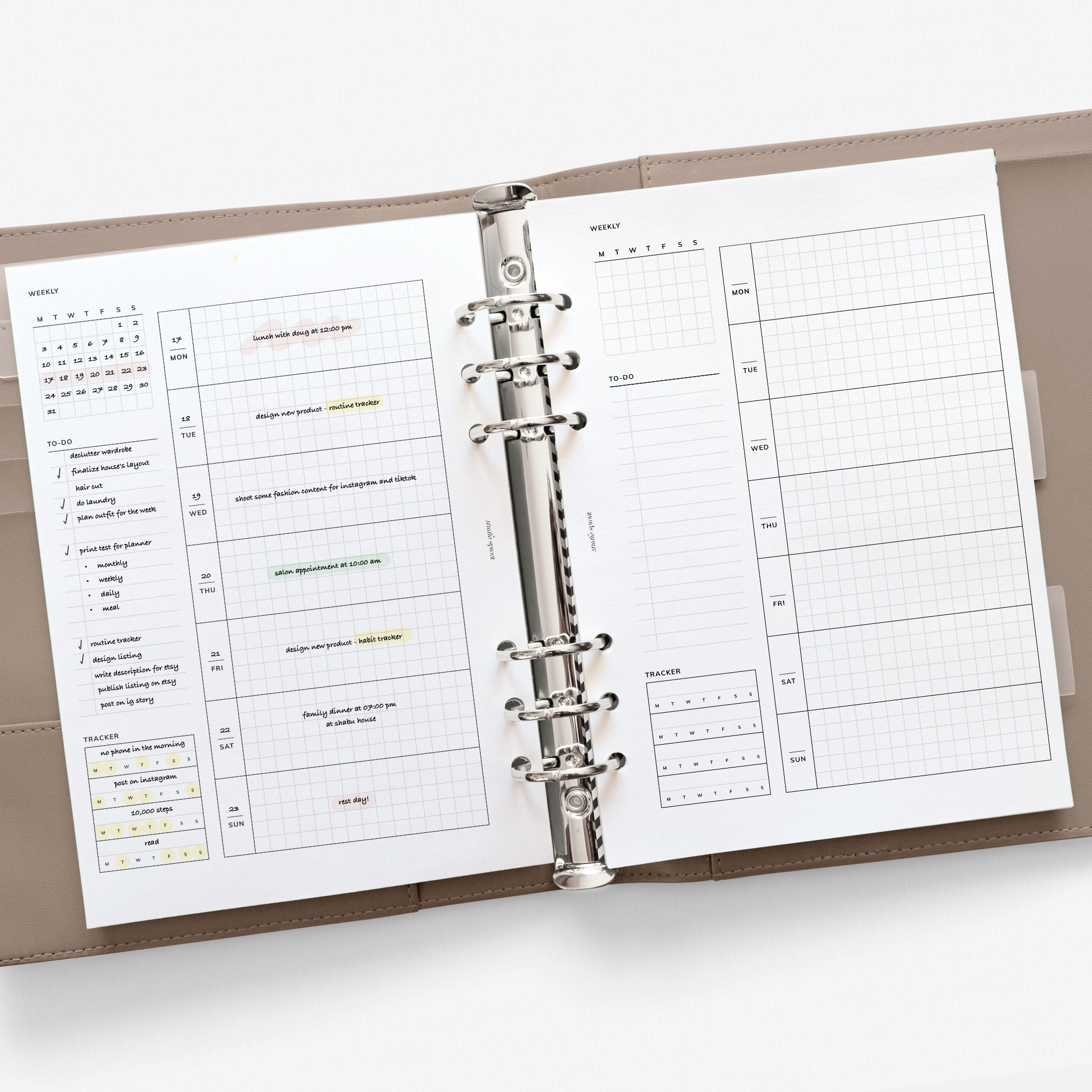 Weekly Planner | A5 Printable Inserts | WO1P Week on One Page | Week at ...