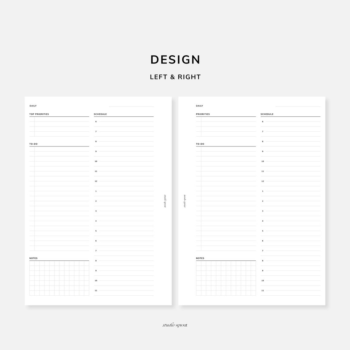 Daily Planner | A5 Printable Inserts | DO1P Day on One Page | Undated ...