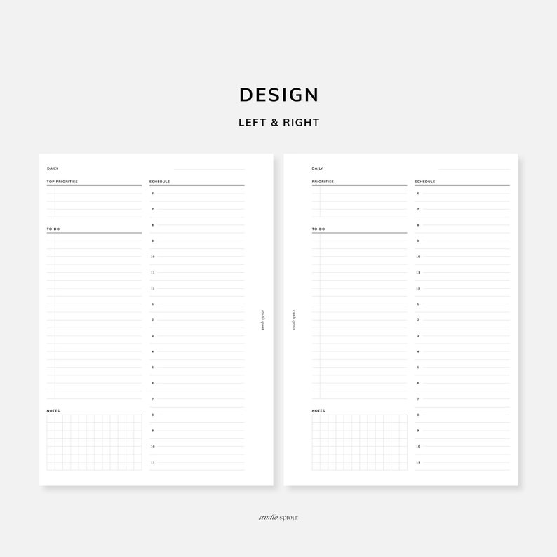 Daily Planner A5 Printable Inserts DO1P Day on One Page Undated