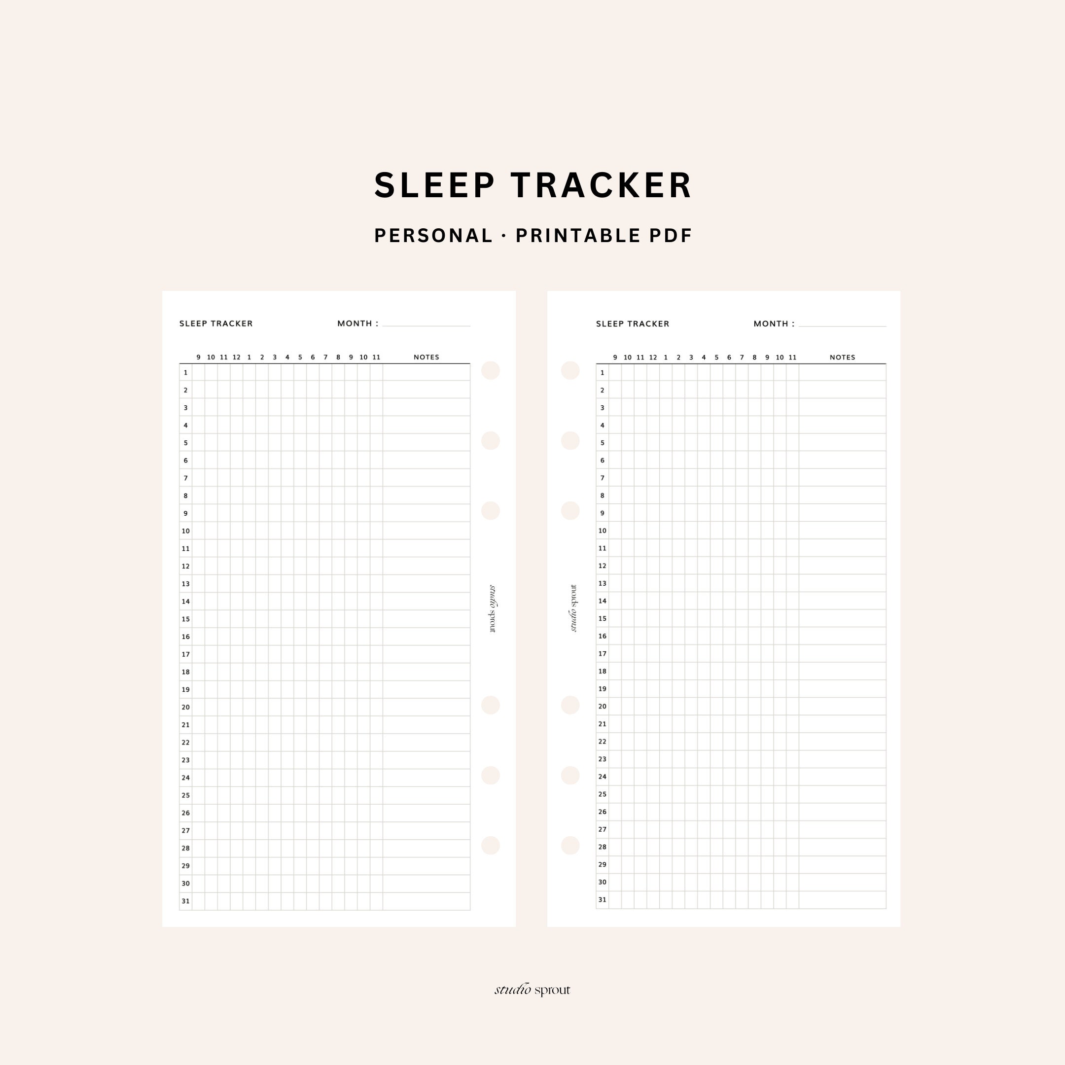 Sleep Tracker | Personal Printable Inserts | Health and Wellness ...
