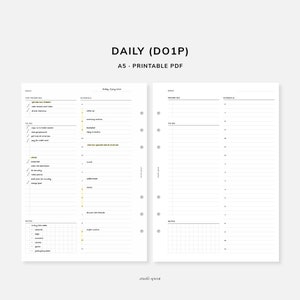 Daily Planner | A5 Printable Inserts | DO1P Day on One Page | Undated Minimalist | To Do List for Work / Home | Functional Schedule Template