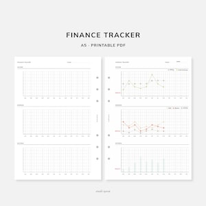 Finance Tracker | A5 Printable Inserts | Income Expense and Savings Tracker | Yearly Finance Overview