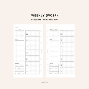 Weekly Planner | Personal Printable Inserts | WO1P Week on One Page ...