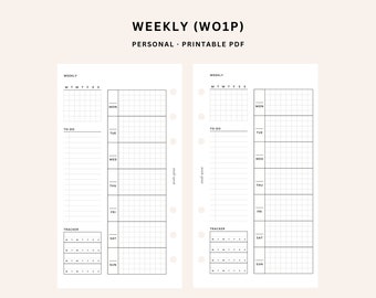 Weekly Planner | Personal Printable Inserts | WO1P Week on One Page | Week at a Glance | Weekly Overview