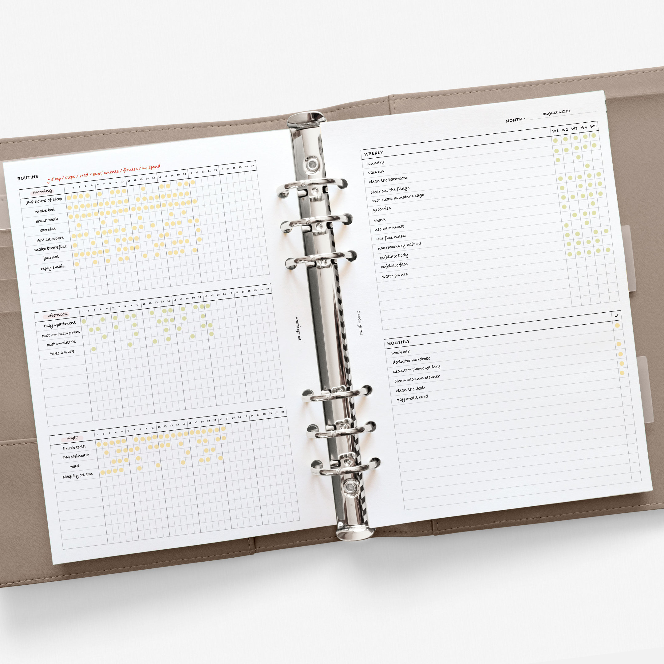 Routine Track Routine Tracker With Cover | A5 Printable Inserts | Monthly Habit ...