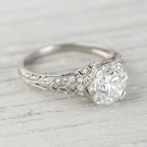 Vintage Old European Style Round Diamond Wedding Ring, Art Deco Ring In 935 Argentium Silver, Estate Jewelry For Women, Filigree Retro Ring