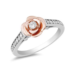 Enchanted Disney Belle Ring, Disney Rose Ring In 935 Argentium Silver, Disney Fine Jewelry For Women, Disney Princess Ring For Engagement