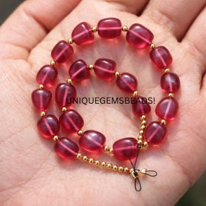 Rubí, gema en forma de pepita, gema perforada, gema en cabujón, piedra en forma de pepita, tamaño de 8x10 a 10 x 12 mm, vidrio rubí, 12 piezas